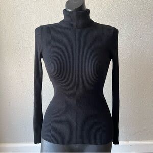 Ambience Apparel Black Ribbed Turtleneck Long Sleeve Size Small